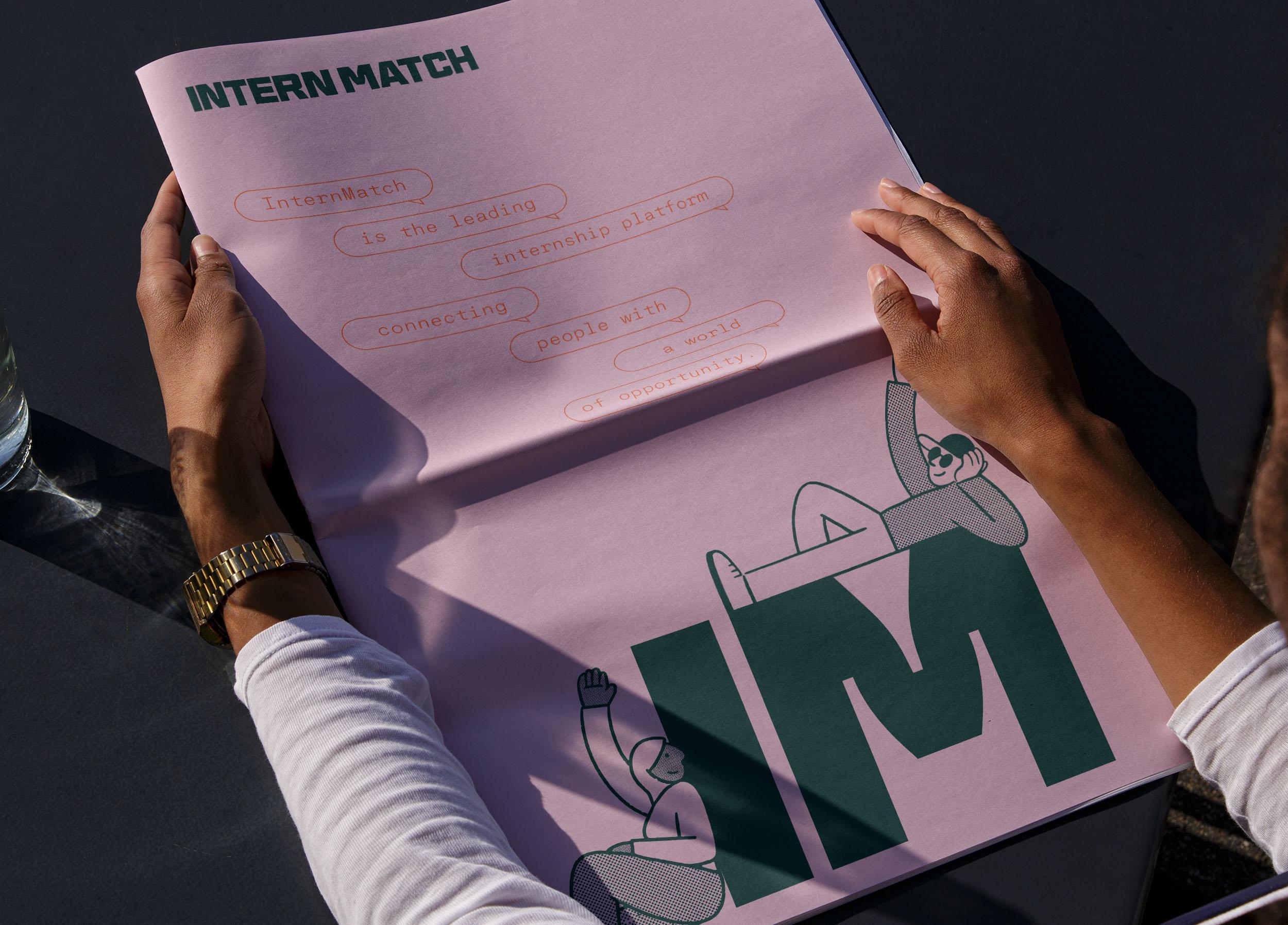 Intern Match broadsheet by Seesaw Studio