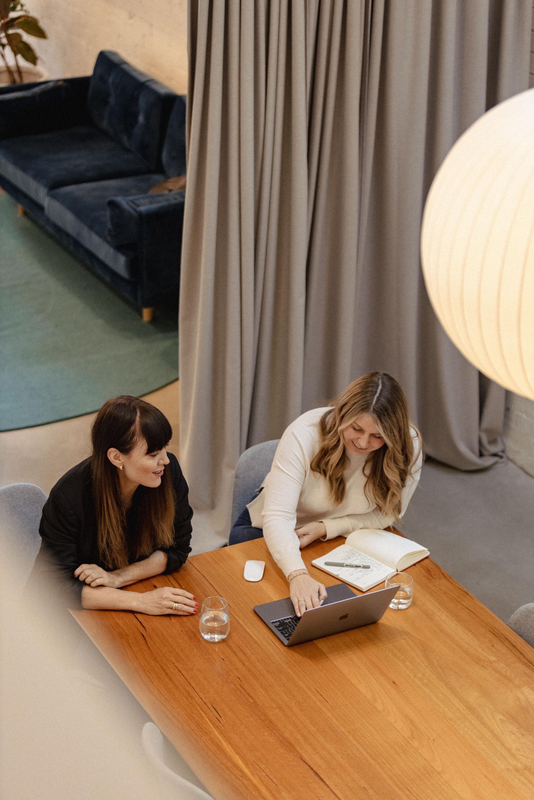 Kim and Anita having a meeting at Seesaw Studio