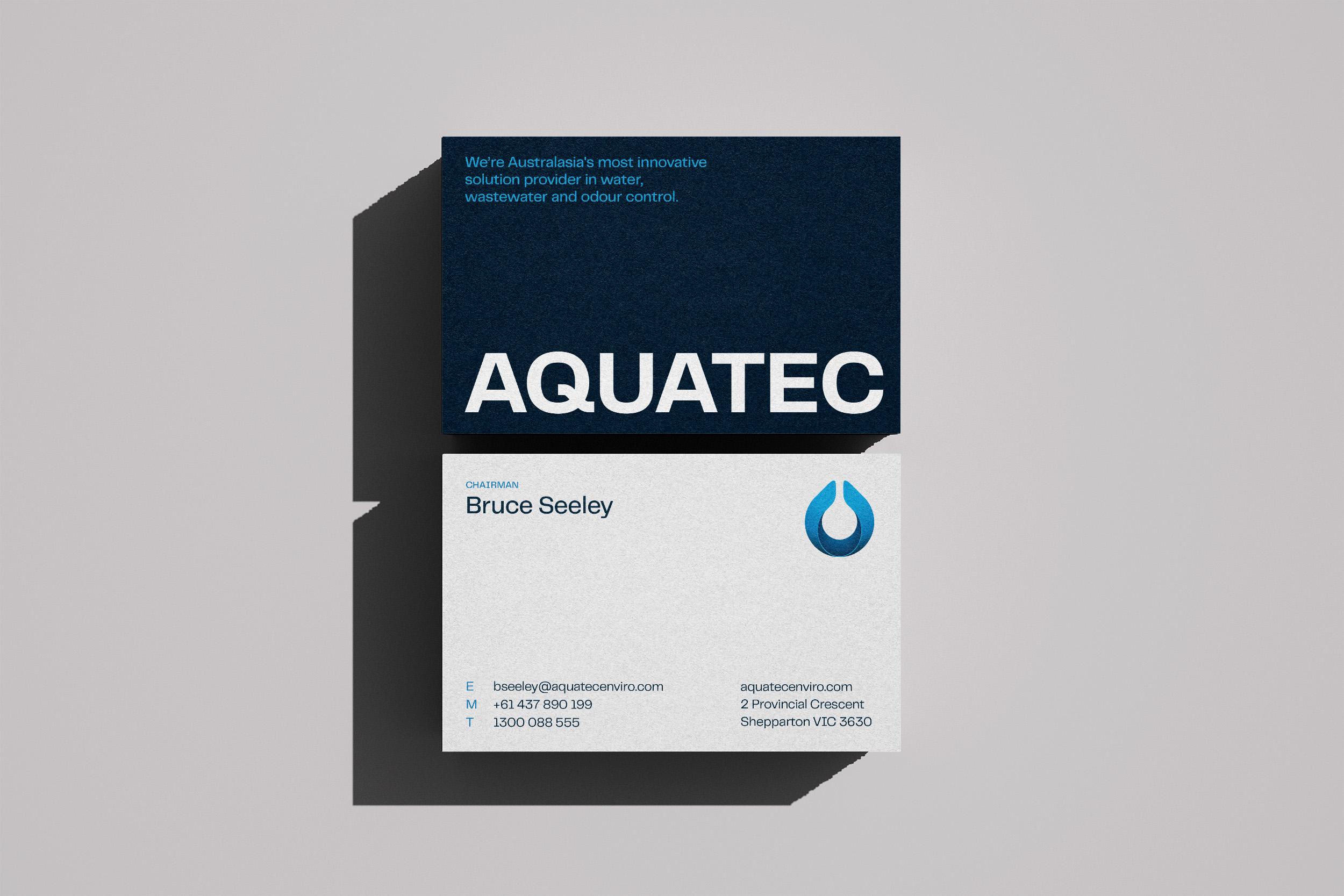 Aquatec business card design by Seesaw Studio